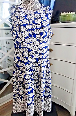 #ad Blue amp; White Floral Print Dress $22.40
