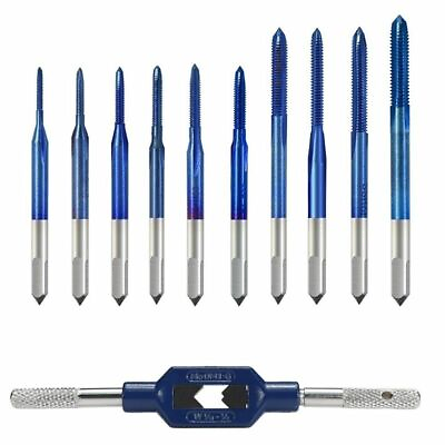 #ad Thread Tap with Adjustable Tap Wrench M1 M3.5 HSS 6542 Blue Nano Coating 11Pcs $28.51