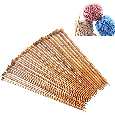 #ad 36Pcs 18 Sizes Carbonized Bamboo Knitting Needles Single Pointed Smooth Crochet $8.40