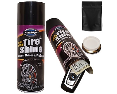 #ad Tire Shine Diversion Safe Stash Can Screw Lock Hidden Compartment For Valuables $22.95