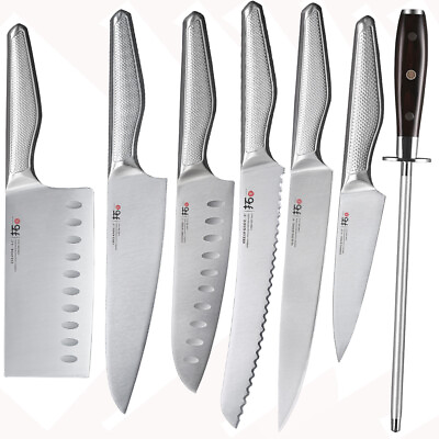 #ad 7Pcs TURWHO Chef Santoku Slicing Knife German Steel Kitchen Knife Sharpening Set $179.00