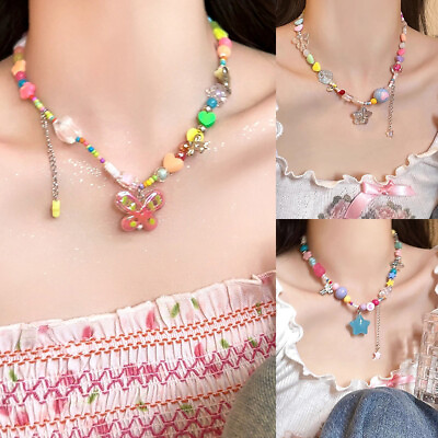 #ad Colorful Necklace Clavicle Chain Jewelry Resin Chain Sweet Choker Candy Color US $5.77