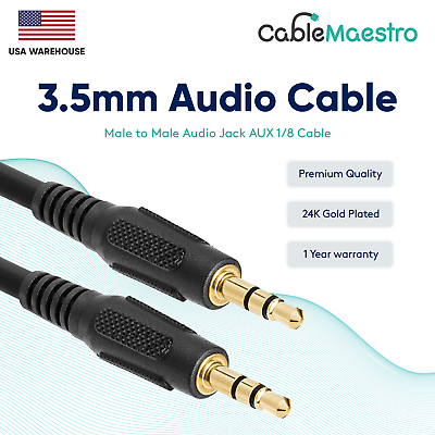 #ad 3.5mm AUX Cable Audio Headphone Male to Male 1 8quot; Stereo Cord Car iPhone Samsung $3.65