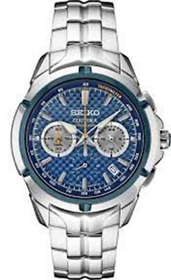 #ad Seiko SSB431 Coutura Chrono Blue Carbon Dial 43 mm Steel Quartz Men#x27;s Watch $401.25