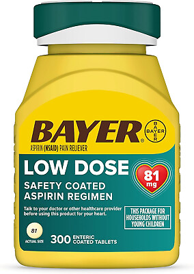 #ad Bayer Aspirin Regimen Low Dose 81 mg Enteric Coated Tablet 300 Count $9.98