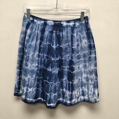 #ad Madewell Womens Blue Shibori Boho Tie Dye Beach Linen Zip Side Mini Skirt Sz 2 $22.46