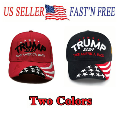 #ad New Adjustable Trump 2024 Embroidered Hat Baseball Cap Black Red US $11.77