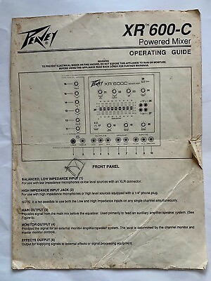 #ad vtg 1987 Peavey XR600C Stereo Power Mixer GUIDE manual book amp XR600 C B XR 600 $39.99