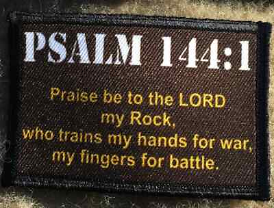 #ad Psalm 144:1 Religious Morale Patch Military Tactical Army Flag USA Hook Badge $6.89