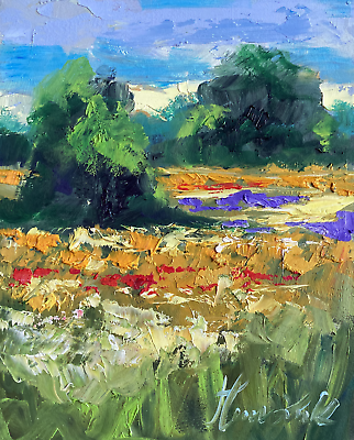 #ad wild flowers Landscape Original Oil Painting Paint with passion Margaret Raven $55.00