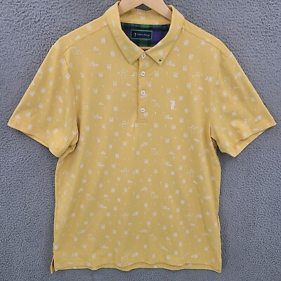 #ad William Murray Shirt Men Large Yellow Golf Polo Short Sleeve Performance Stretch $29.88