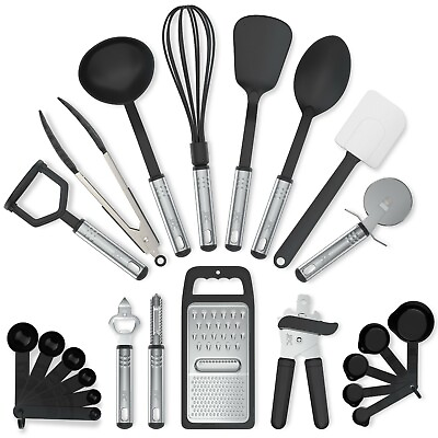 #ad Cooking Utensil Set 23 Piece Stainless Steel Heat Resistant Kitchen Gadget Tools $20.99