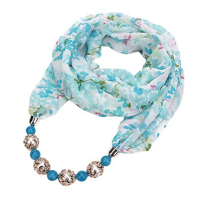 #ad Women Scarf Beads Pendant Decorative Beads Pendant Chiffon Scarf Simple $11.40