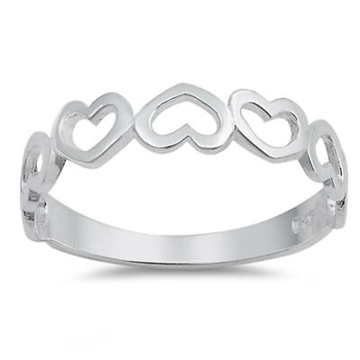 #ad Sterling Silver Hearts Ring Romantic Heart Love Band Solid 925 New Sizes 3 12 $11.69