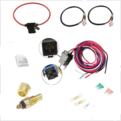 #ad Dual Electric Fan Cooling Wiring Install Kit 165 185 Thermostat 40 AMP Relay Kit $21.99