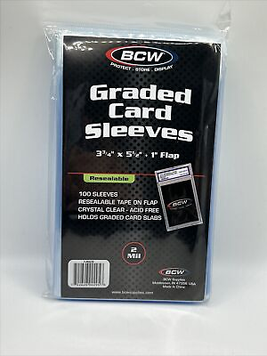 #ad BCW Resealable Graded Card Sleeves 1 Pack of 100 for Graded cards $6.17
