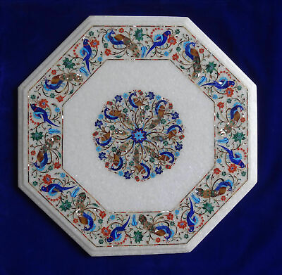 #ad 24quot; Table Top Inlay Marble Pietra Dura Art coffee marquetry antique peacock $891.10