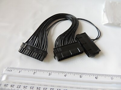 #ad Dual PSU Power Supply 24 Pin Extension Cable for ATX Motherboard $4.29