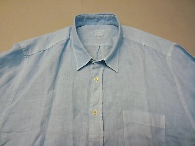 #ad 120% Lino Shirt 3XL Blue Linen Long Sleeve Button Down Soft Summer Casual Italy $34.95