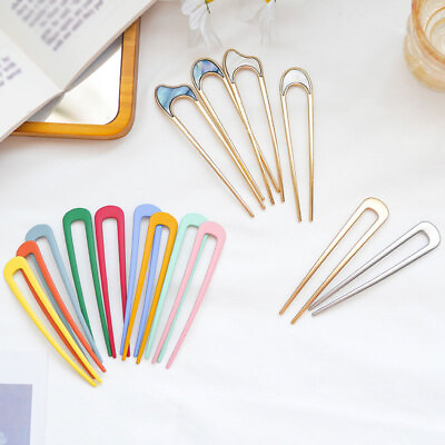 #ad Women Hair Pin U Shaped Fork Stick French Simple Hairstyle Metal Hair Clips C $0.99