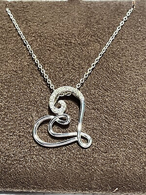 #ad Pretty Silver Heart Necklace $10.00