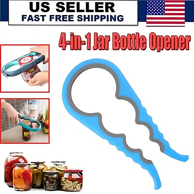 #ad 1PACK Jar Opener 4 In 1 Quick Lid Bottle Cap Grip Twister Remover Kitchen Tool $5.97