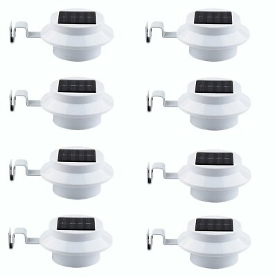 #ad 8 Pack Waterproof Solar Powered LED Outdoor Gutter Lights with Brackets $36.99