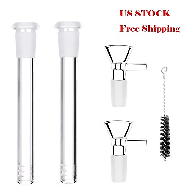 #ad 2PC 4.7 #x27;#x27;Glass Hookah Adapters Down Stem and 2PC 14mm Hookah Bowl Brushes Set $12.87