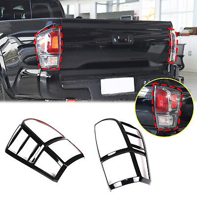 #ad Glossy Black Car Rear Lamp Trim Tail Light Guard Cover For Toyota Tacoma 2016 22 $66.99