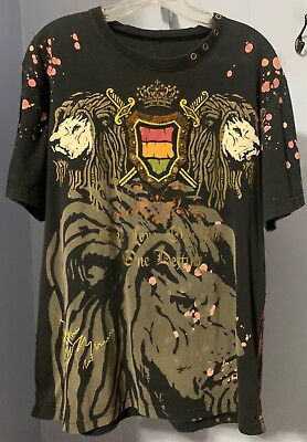 #ad 🔥Used Mens Sz L Blk Rebel Spirit Deluxe Lion 🦁 T Shirt Exellent Condition $18.50