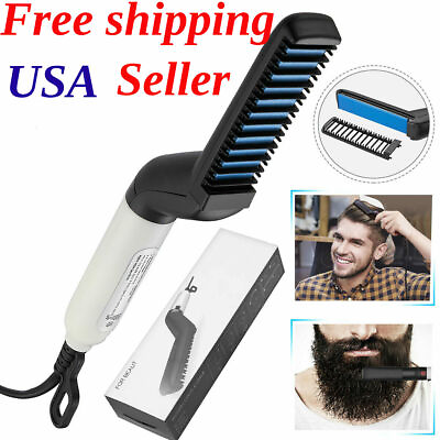 #ad Quick Beard Straightener Multifunctional Hair Comb Curling Curler Show Cap Mens $7.19
