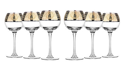 #ad Glasstar 10oz 280ml quot;Versaillesquot; Wine Glasses With Golden Accent Set of 6 $45.99