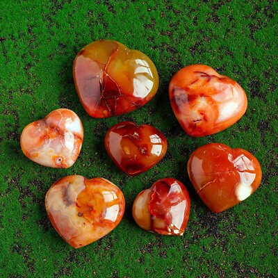 #ad Natural Carnelian Heart Carved Crystal Palm Stone Home Decor Gifts Gemstone $11.50