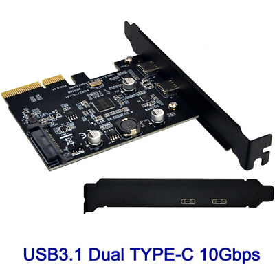 USB 3.1 PCIE Expansion Card PCI E 4X to Gen2 10Gbps 2 Port USB C Adapter ASM3142 $18.90