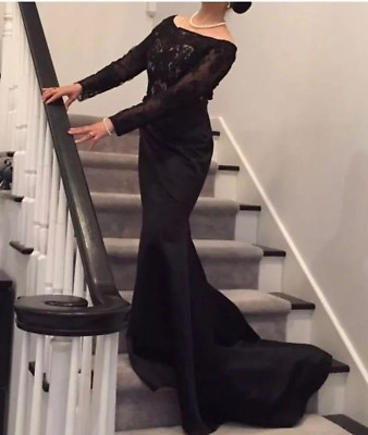 #ad Lace Long Sleeves Black Long Prom Dress 8 14 In Stock $145.00