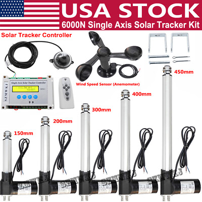 #ad DC Electric Single Axis Solar Tracker Controller amp;Linear Actuator Anemometer Kit $154.99