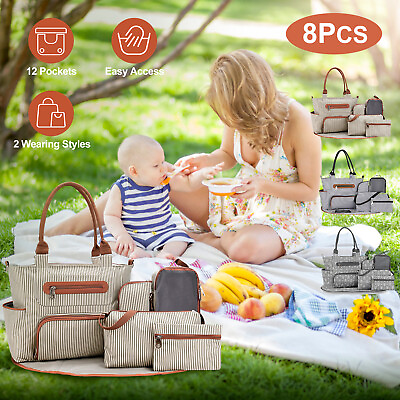 #ad Fashion Baby Diaper Bag Multifunctional Nappy Bag Mommy Hospital Changing Bag $36.33