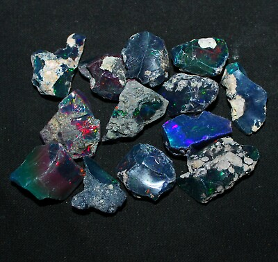 #ad Black opal rough black Ethiopian natural opal raw crystal fire 8 12 mm 10 Cts. $19.76