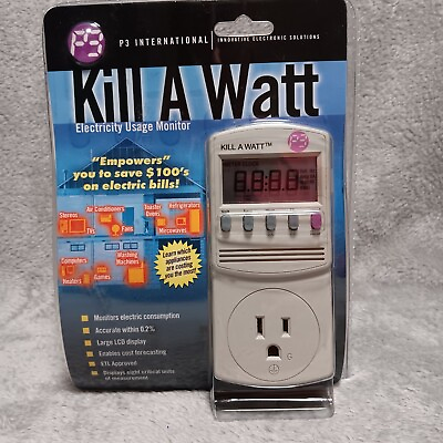 #ad #ad P3 International Kill A Watt Electricity Usage Monitor Meter Model P4400 NIB $28.95