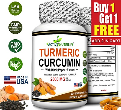 #ad Turmeric Curcumin with Biopterin 2000mg High Absorption Triple Strength Capsules $15.75