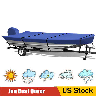 #ad 14#x27; 16#x27; Trailerable Jon Boat Cover Waterproof 600D Boat Cover with Motor Cover $79.43