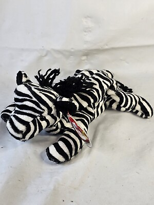#ad Ty Beanie Baby Ziggy The Zebra 1995 retired black white style pvc pellets Plush $6.99