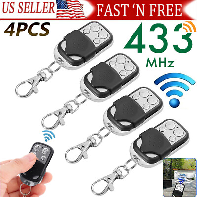 #ad 4PCS Universal Cloning Remote Control Opener Key Fob for Gate Garage Door 433mhz $9.55