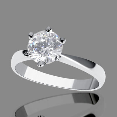 #ad 1 Carat Wedding Round Cut Diamond Engagement Ring E F SI1 14K White Gold $1569.95