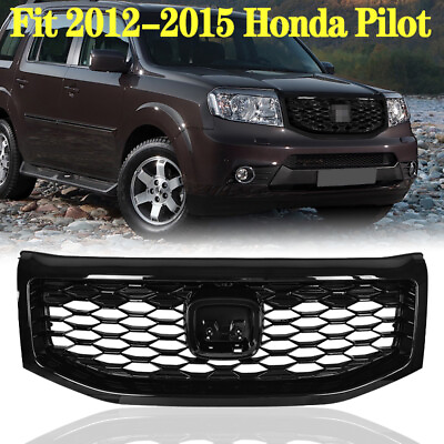 #ad Fit Honda Pilot 2012 2013 2014 2015 Gloss Black Front Upper Grill Honeycomb ASSY $145.99