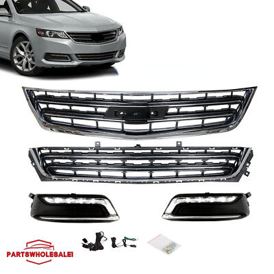 #ad Fits 2014 2020 Chevrolet Impala Front Upper Lower Grille With LED DRL Set 4PCS $139.99