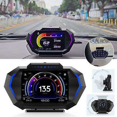 #ad Universal Car Digital Speedometer GPS OBD2 Gauge HUD Head Up Display Tachometer $52.99