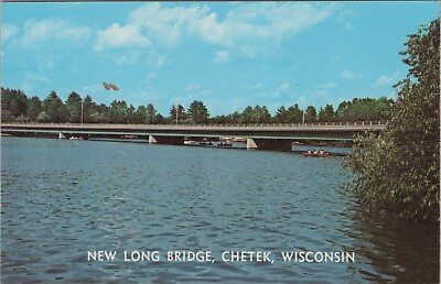 #ad New Long Bridge Chetek Wisconsin Prairie Lake Nature Chrome Vintage Post Card $10.15