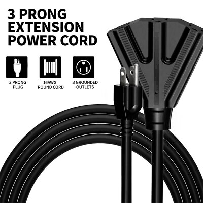 #ad Epicord 6 10 15 25 50Foot 16 3 Outdoor Indoor Extension Cord Heavy Duty 3 Outlet $13.01