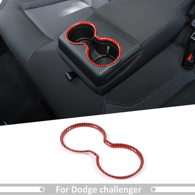 #ad Inner Rear Water Cup Holder Trim Cover For Dodge Charger Chrysler 300C Red Fiber $17.49